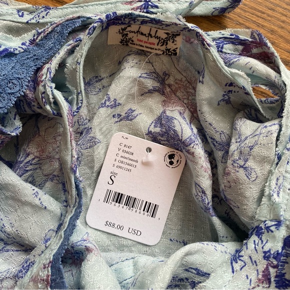 NWT Free People Slip My Mind Printed Trapeze Swing Dress Mist Combo - SPRING - Picture 4 of 7